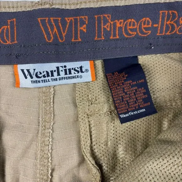 WearFirst Ripstop Cargo Shorts Men’s 34 Khaki Stretch Free Band Hiking Outdoors - Picture 9 of 11